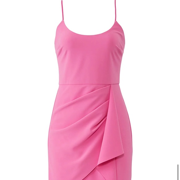 Parker Black Myrtle Pink Draped Bodycon Mini Dress Size 18 - Picture 3 of 14